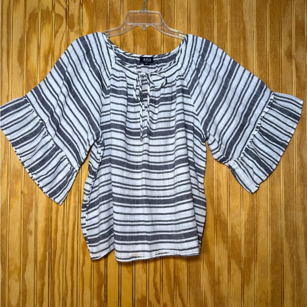 a.n.a Black and White Striped Blouse